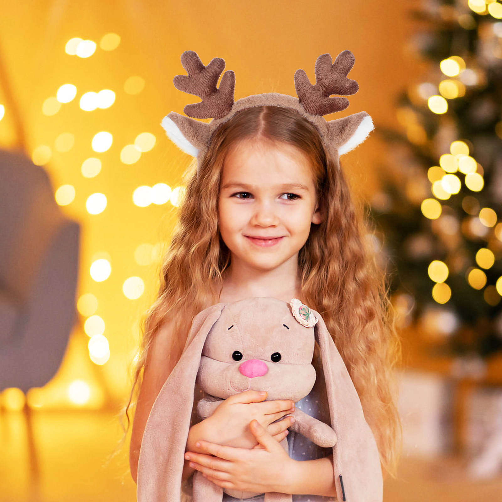 Reindeer Antlers Headband - Weihnachts-Haarreif mit Rentiergeweih-Design, bequeme universelle Passform,